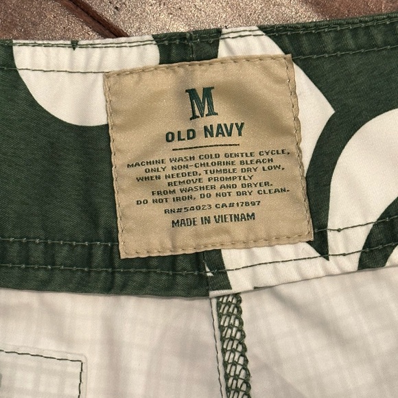 Old Navy Size M Men’s Vintage Green Blue Plaid Swim Trunks Shorts Hook Loop Tie - Picture 6 of 9